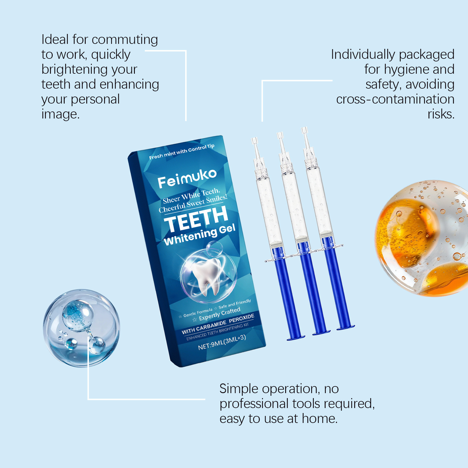 Feimuko Teeth Whitening Gel 3P - Teeth Whitening Kit review and price